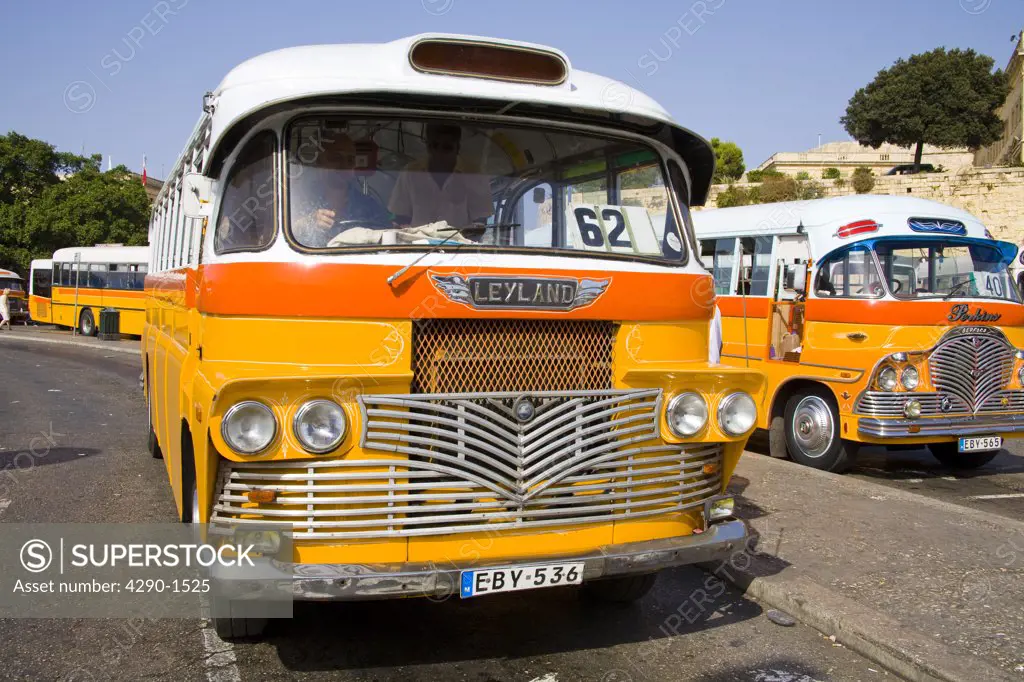 Public transport bus, parked at the bus terminus, Valletta, Malta