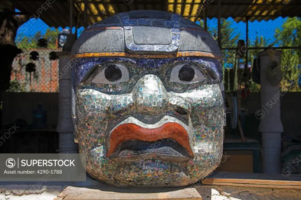 Large ornamental head made from minerals and shell, Teotihuacan Archaeological Site, Mexico City, Mexico