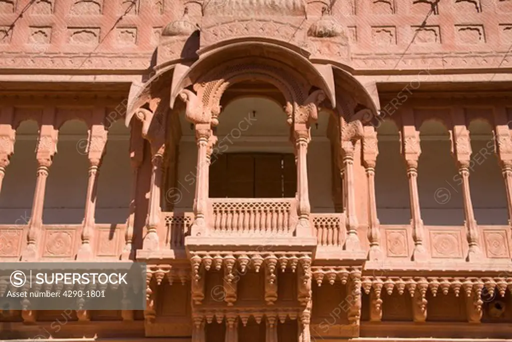 Balcony in Zorawar Mahal, Junagarh Fort, Bikaner, Rajasthan, India