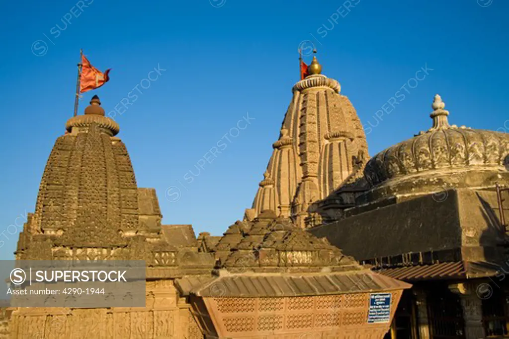 Carved towers, Sachiya Mata Temple, Osian, near Jodhpur, Rajasthan, India