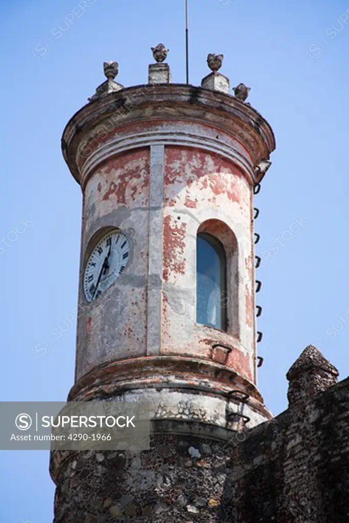 Clock tower, Palacio de Cortes, Cortes Palace, Plaza de Armas, Cuernavaca, Morelos State, Mexico