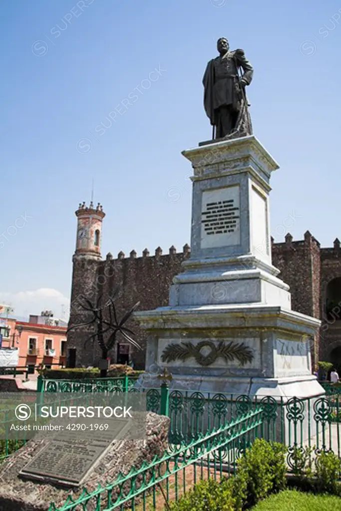 General Carlos Pacheco Villalobos statue, Plaza de Armas, Cuernavaca, Morelos State, Mexico
