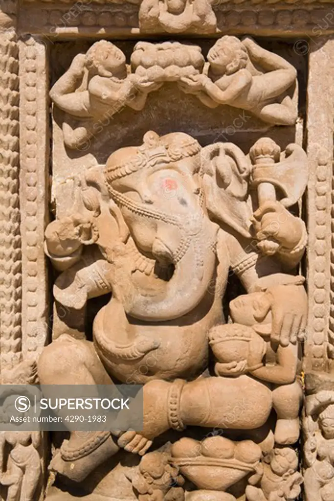 Stone carving of Ganesh God, Sachiya Mata Temple, Osian, near Jodhpur, Rajasthan, India