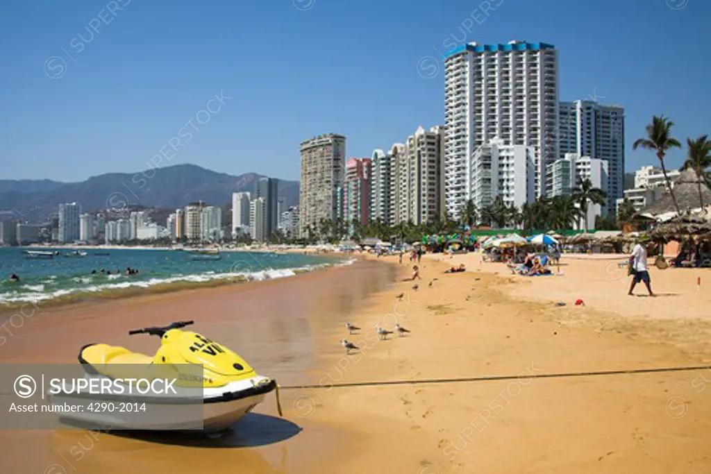 Condominiums and hotels beside beach, Acapulco, Guerrero State, Mexico