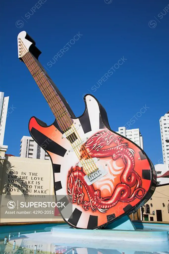 Guitar outside Hard Rock Café, Acapulco, Guerrero State, Mexico