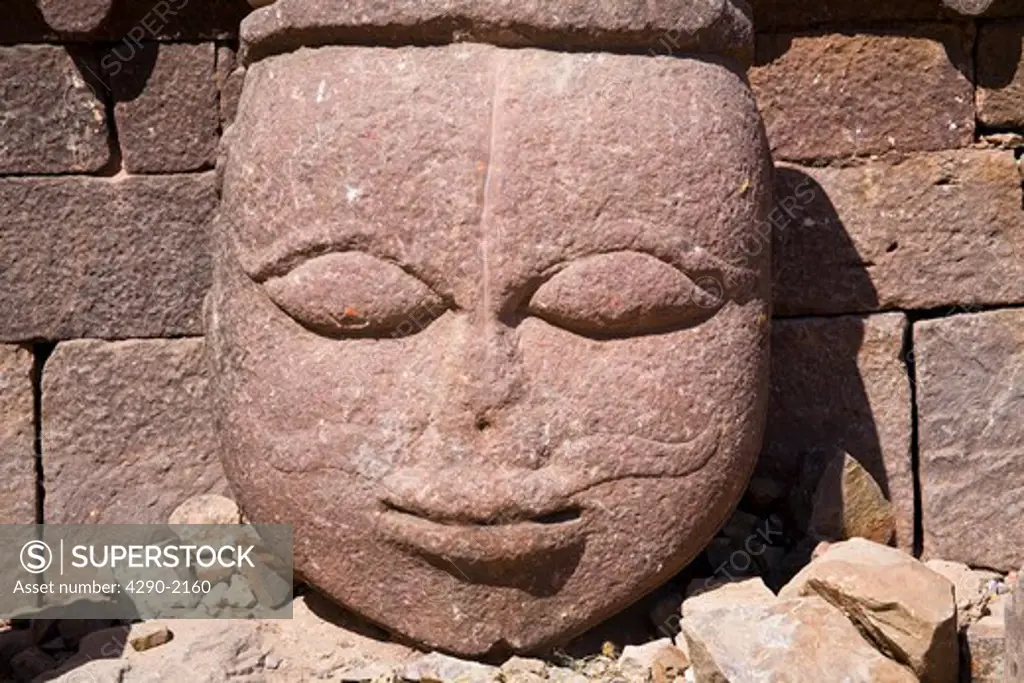 Carved stone head, Ranthambhore Fort, Ranthambhore National Park, Rajasthan, India