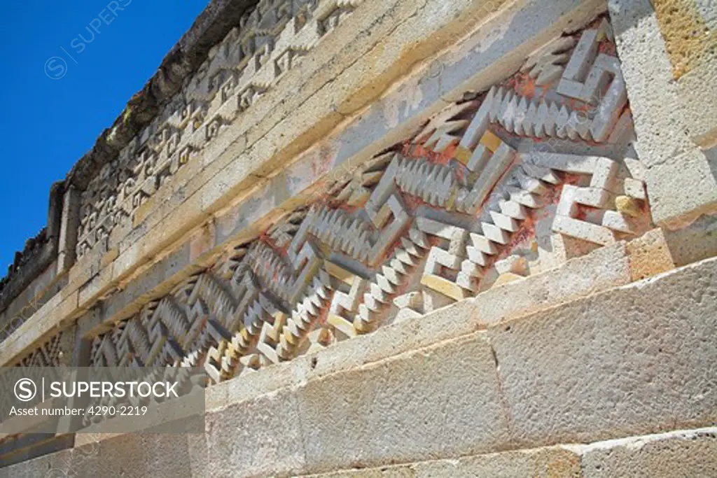 Mosaic, ruins at Mitla Archaeological Site, San Pablo Villa de Mitla, Mitla, near Oaxaca, Oaxaca State, Mexico