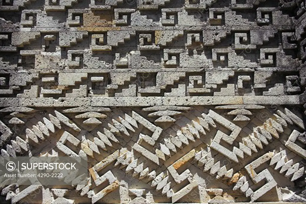 Mosaic stone wall, Mitla Archaeological Site, San Pablo Villa de Mitla, Mitla, near Oaxaca, Oaxaca State, Mexico