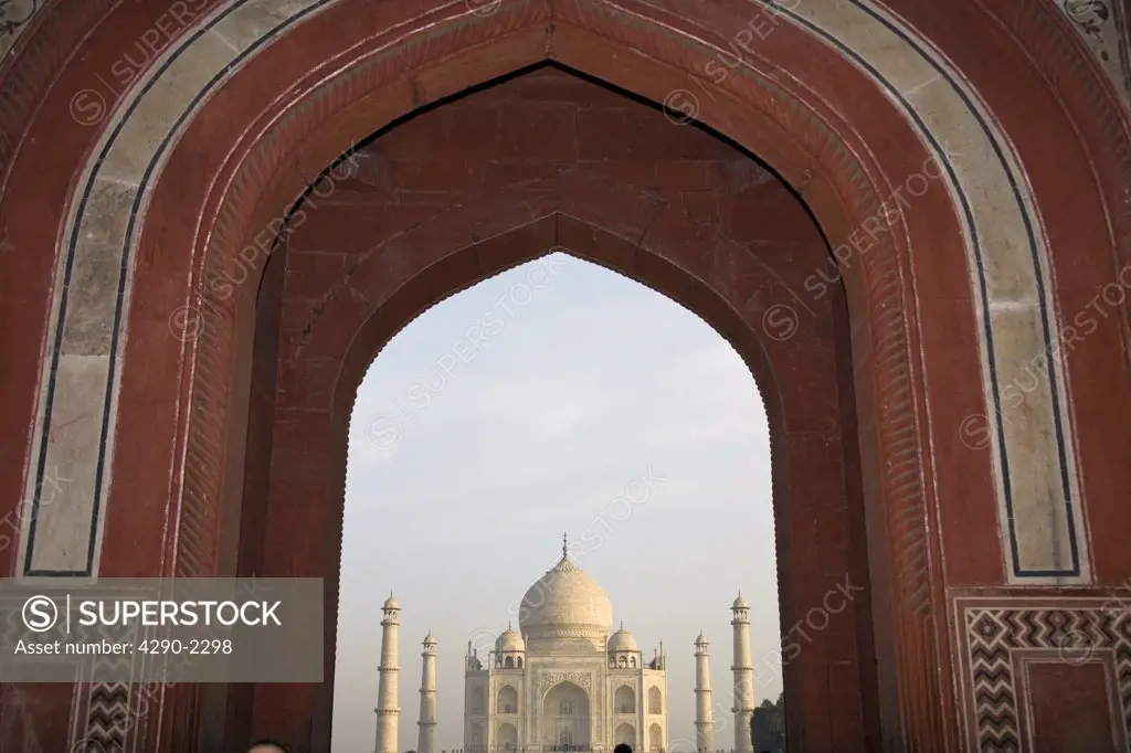 Taj Mahal, through the arch of the Royal or Great Gate, Agra, Uttar Pradesh, India
