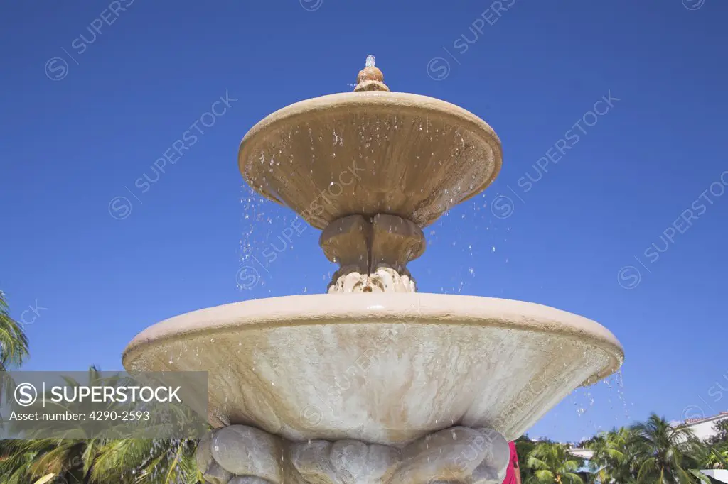 Ornate water fountain in a garden, Guardalavaca, Holguin Province, Cuba