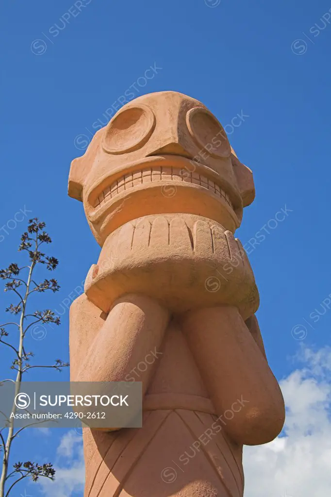 Statue outside reproduction Taino Indian village, Chorro de Maita, Banes, near Guardalavaca, Holguin Province, Cuba