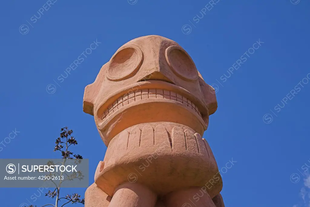 Statue outside reproduction Taino Indian village, Chorro de Maita, Banes, near Guardalavaca, Holguin Province, Cuba