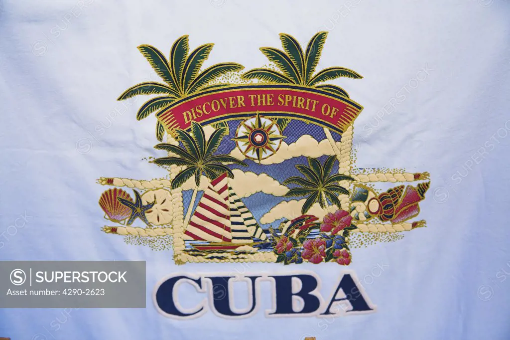 Cuban T-shirt in the Craft Market, Guardalavaca, Holguin Province, Cuba