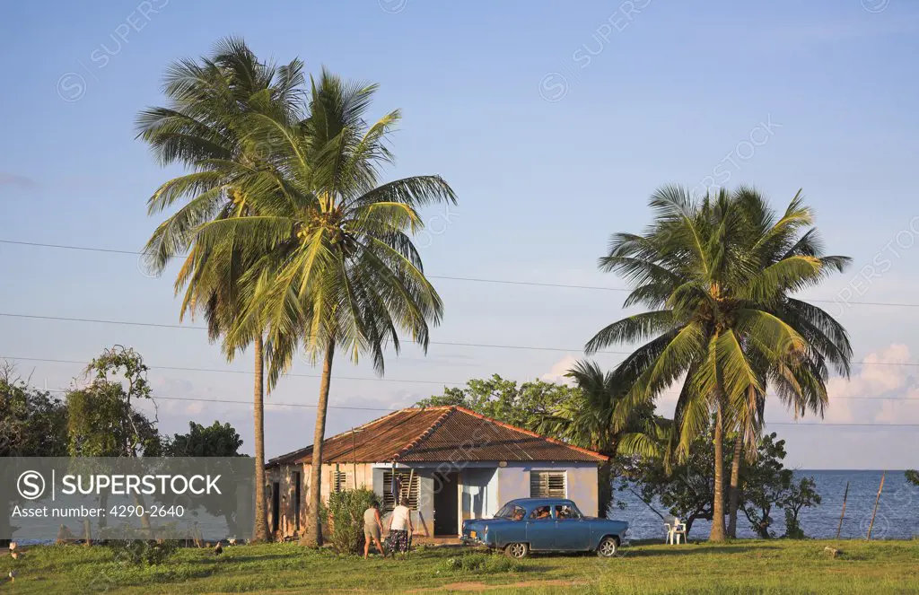 Typical house adjacent to the beach and sea, Guardalavaca, Holguin Province, Cuba