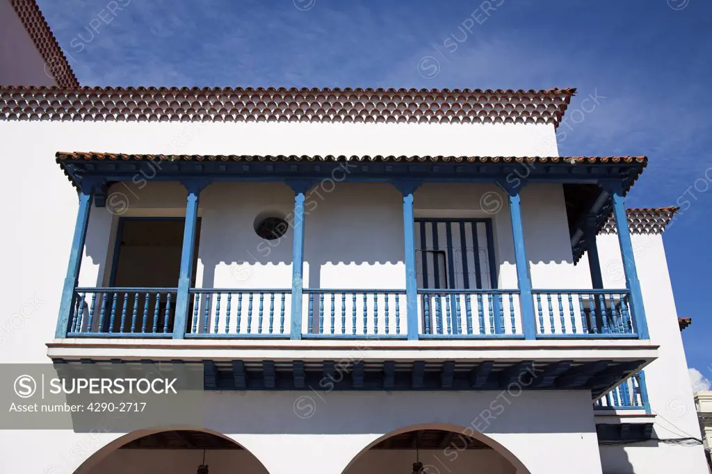 Balcony of the Ayuntamiento, Town Hall, Parque Cespedes, Santiago de Cuba, Cuba