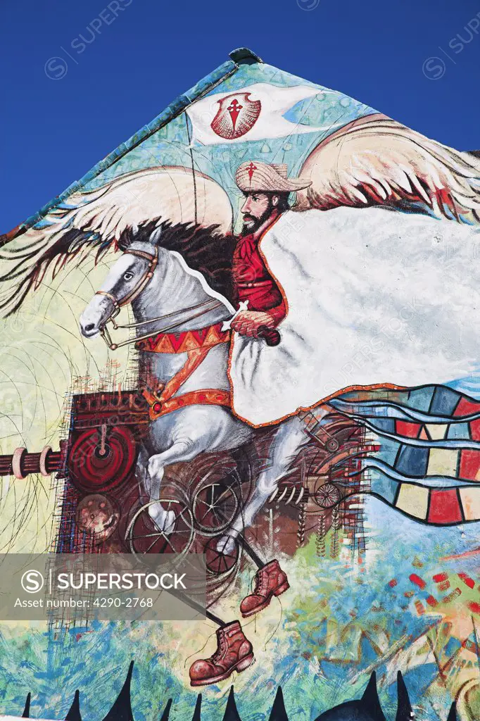 Colourful mural on wall of building, Santiago de Cuba, Cuba