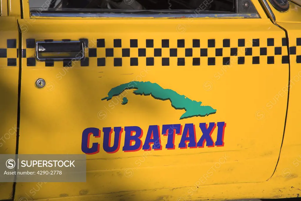 Cuba Taxi door, Santiago de Cuba, Cuba