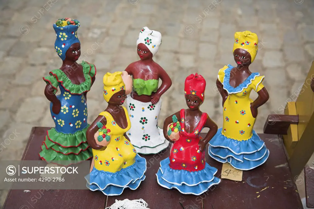 Colourful ceramic models of Cuban women for sale, Camaguey, Camaguey Province, Cuba