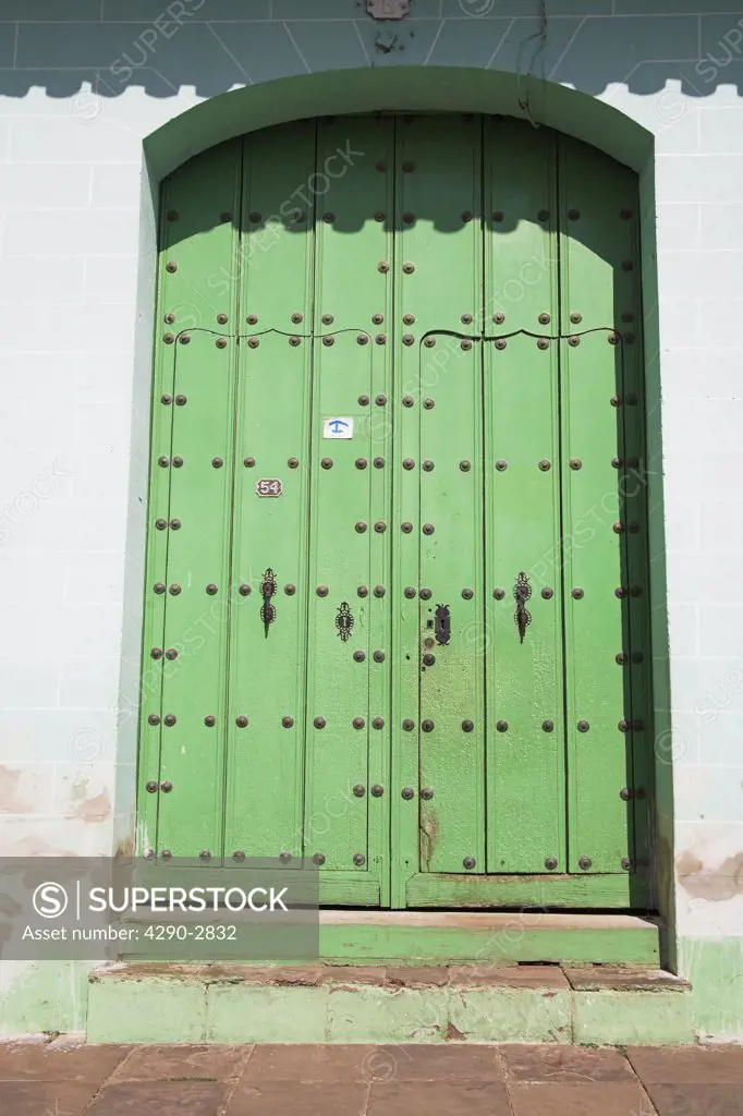 Large green doors to a traditional building, Trinidad, Sancti Spiritus Province, Cuba