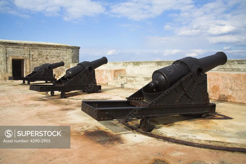 Three cannons, El Morro Fortress, Morro Castle, Havana, La Habana Vieja, Cuba