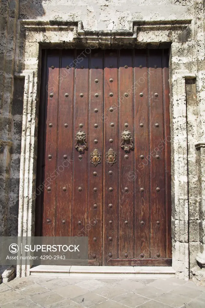 Doorway, Catedral de La Habana, San Cristobal Cathedral, Plaza de la Catedral, Havana, La Habana Vieja, Cuba