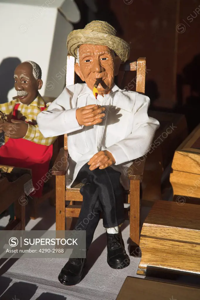 Model of an old man smoking a cigar, Vinales Valley, Pinar Del Rio Province, Cuba