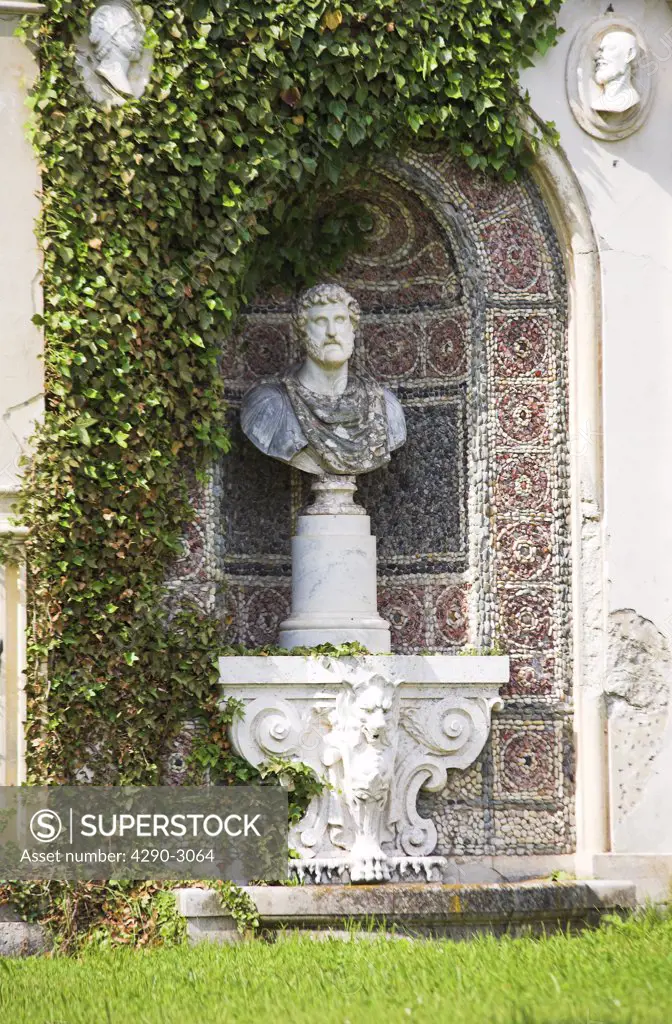 Statue in garden of Peles Castle, Sinaia, Prahova Valley, Transylvania, Romania
