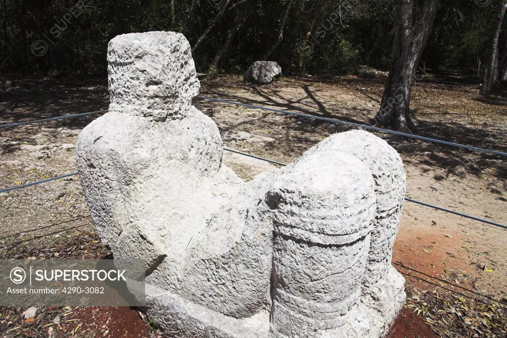 A Chac Mool, reclining human figure, Chichen Itza Archaeological Site, Chichen Itza, Yucatan State, Mexico