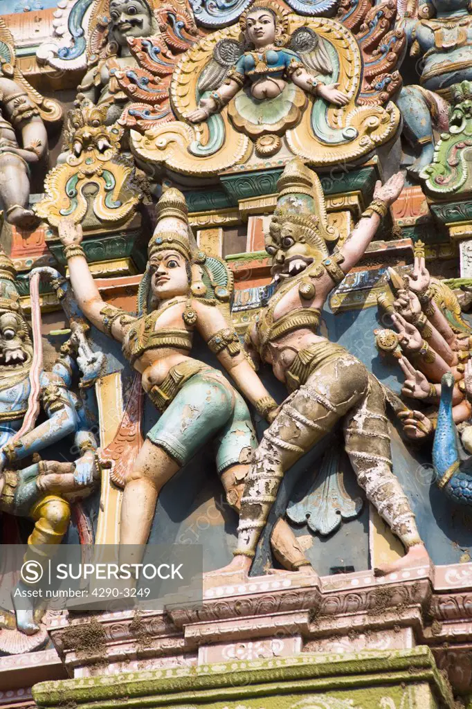 Carved Hindu figures, Meenakshi Temple, Madurai, Tamil Nadu, India