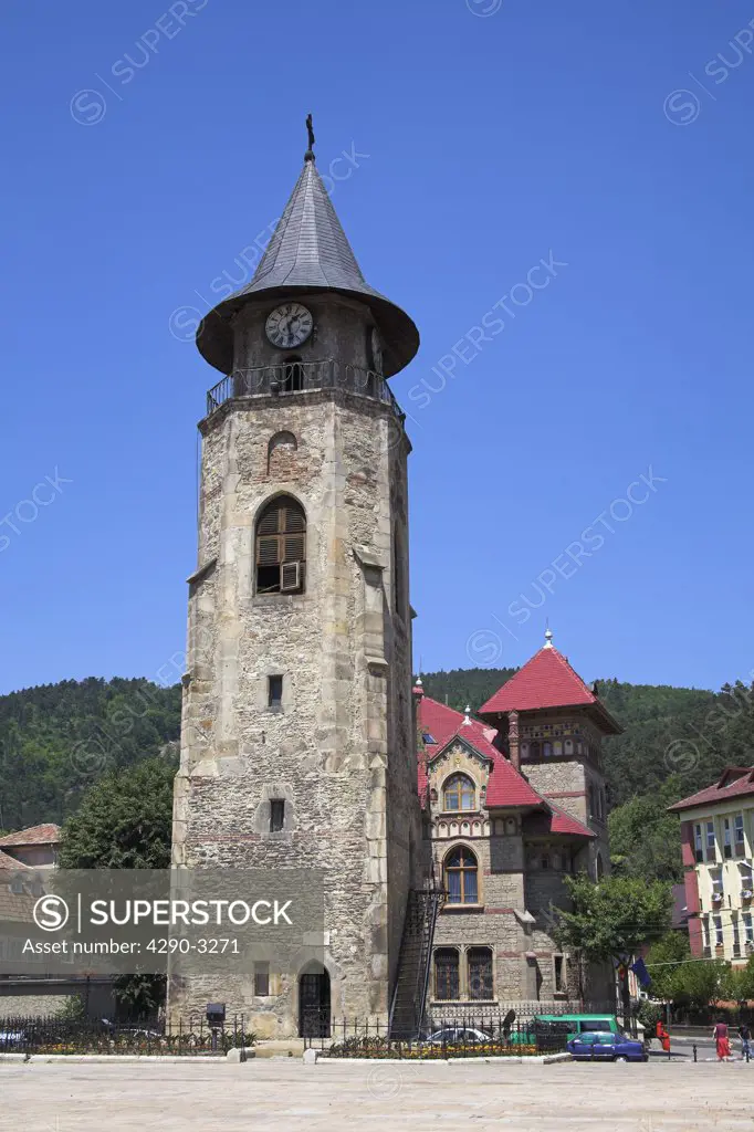 Saint John the Baptist Church clock tower, History and Archaeology Museum, Piata Libertatii, Piatra Neamt, Moldavia, Romania