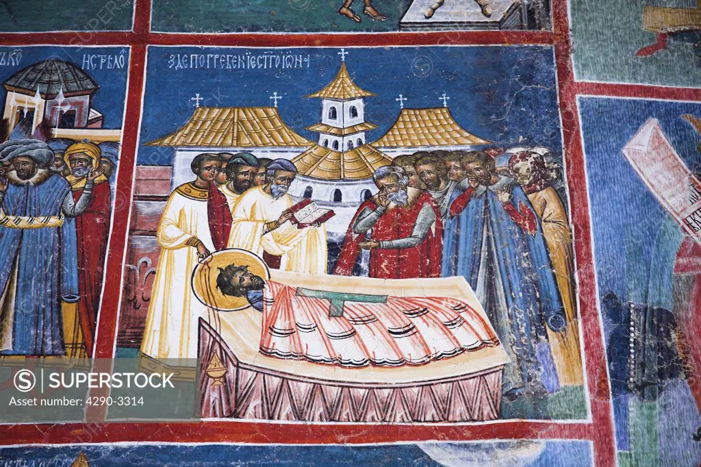 Fresco on outside south wall, Voronet Monastery, near Gura Humorului, Bucovina, Moldavia, Romania