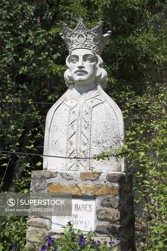 Petru Rares statue, Museum at Moldovita Monastery, Moldovita, Southern Bucovina, Moldavia, Romania