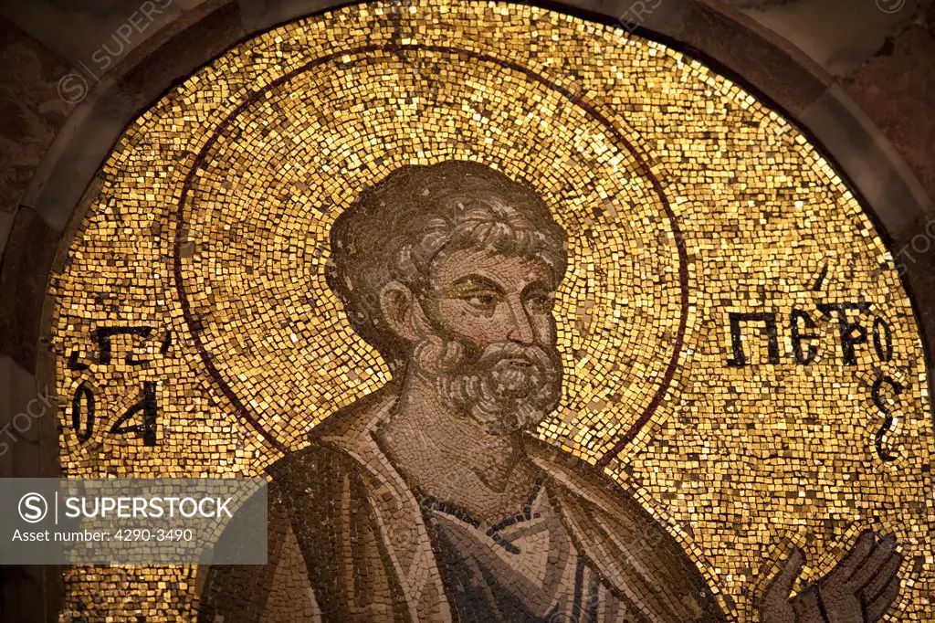 Mosaic of Saint Peter inside Chora Museum, also known as Kariye Muzesi, Edirnekapi, Istanbul, Turkey