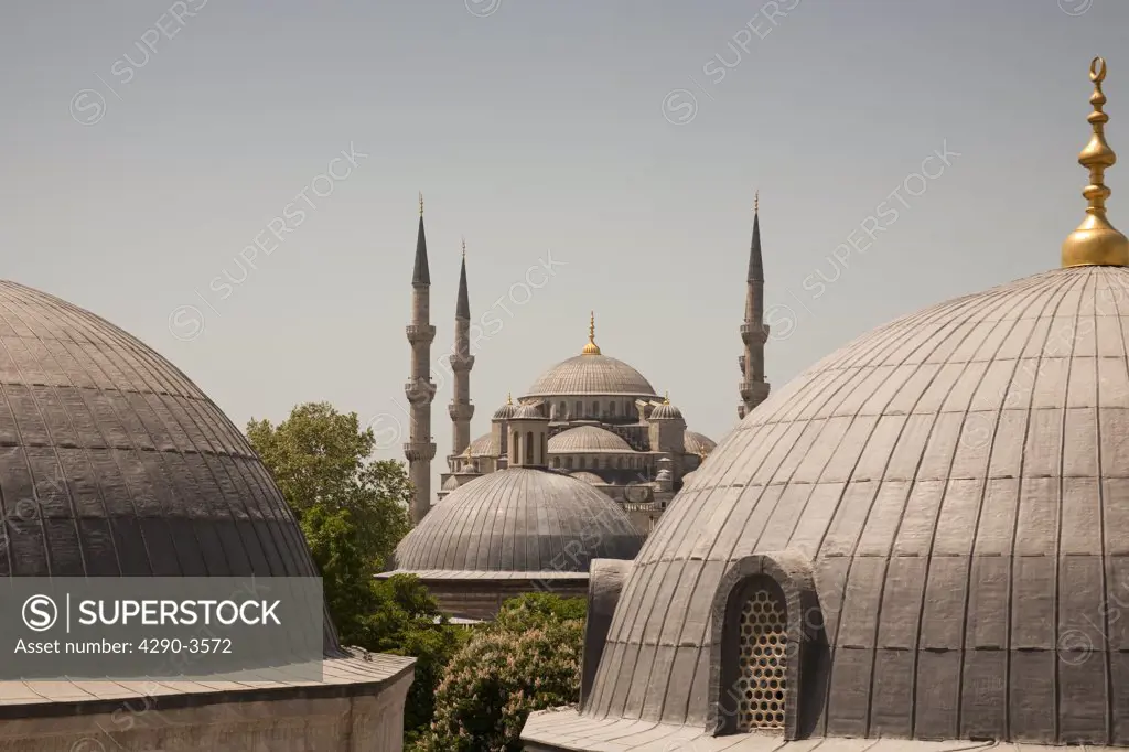 Sultanahmet Mosque, also known as the Blue Mosque and Sultan Ahmed Mosque, from Haghia Sophia, Istanbul, Turkey