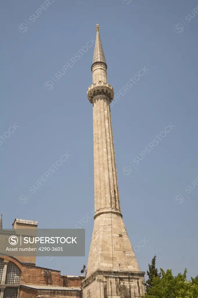 Minaret, Haghia Sophia Mosque, Istanbul, Turkey