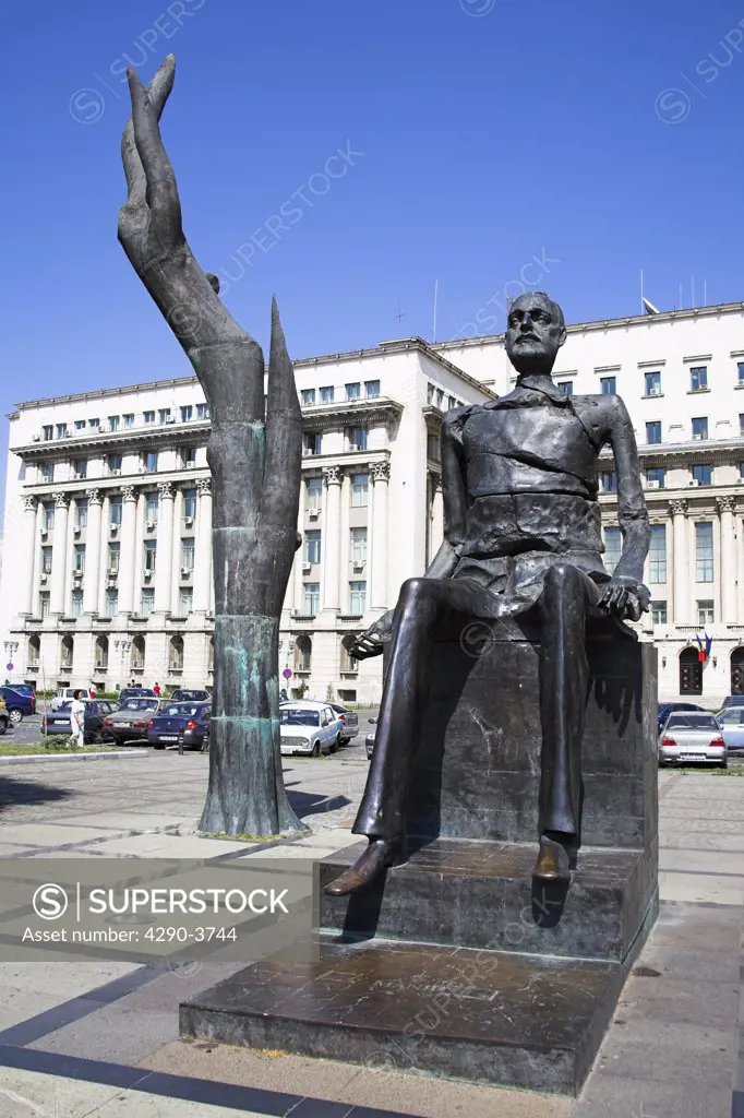 Statue of Iuliu Maniu and broken man sculpture, Piata Revolutiei, Revolution Square, Bucharest, Romania