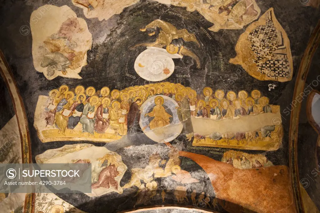 Scene of the Last Judgement fresco inside Chora Museum, also known as Kariye Muzesi, Edirnekapi, Istanbul, Turkey