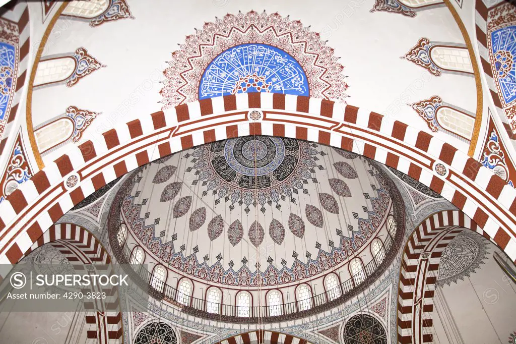 Patterned, decorative ceiling in Sehzade Mosque, Fatih, Istanbul, Turkey