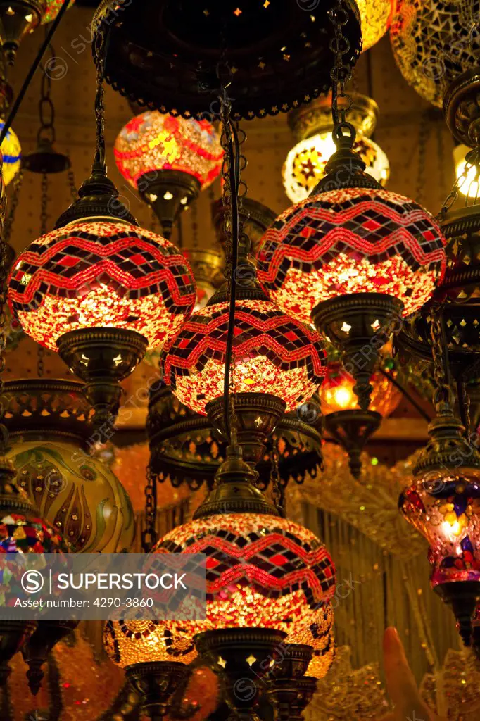 Interior lights for sale in the Grand Bazaar, Istanbul, Turkey