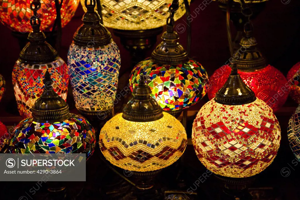 Interior lights for sale in the Grand Bazaar, Istanbul, Turkey