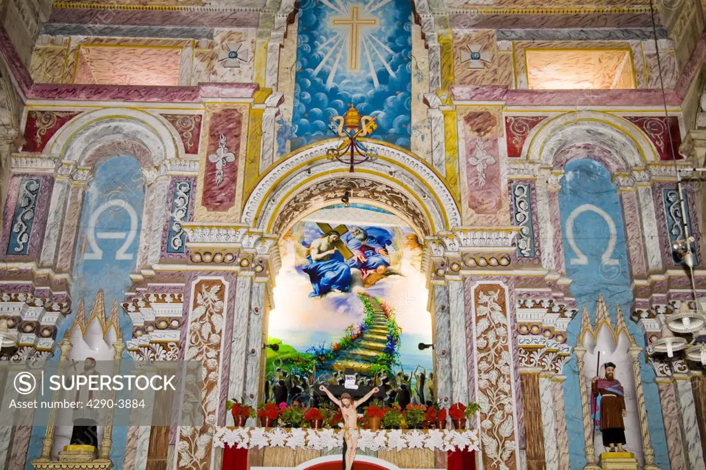 Wall behind the altar, Santa Cruz Cathedral, Fort Cochin, Cochin, Kerala, India
