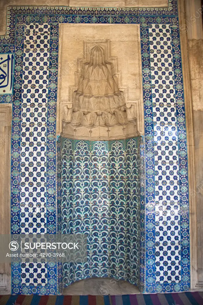 Ceramic wall tiles inside Rustem Pasha Mosque, Eminonu, Istanbul, Turkey