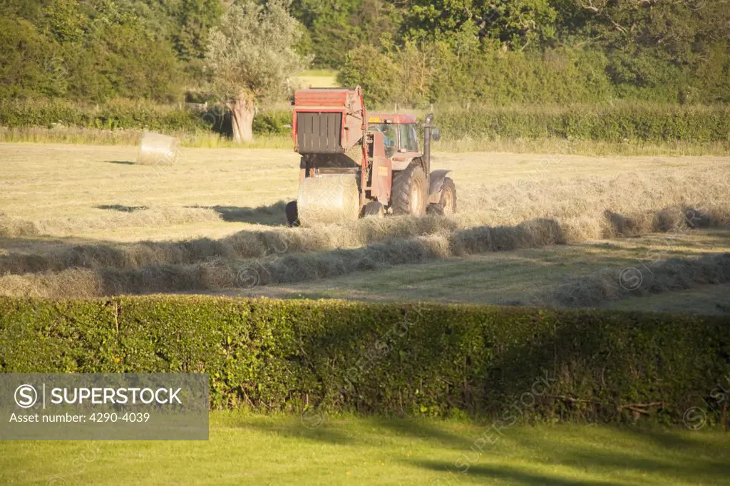 Hay making on a farm, Wiltshire, England