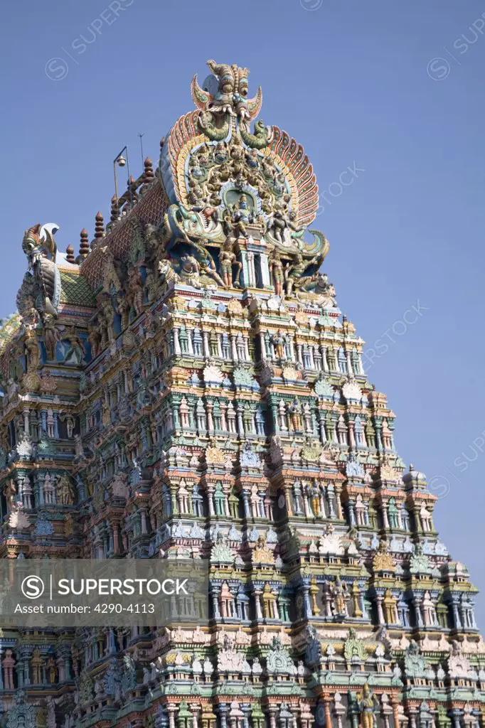 A gopuram, Meenakshi Temple, Madurai, Tamil Nadu, India