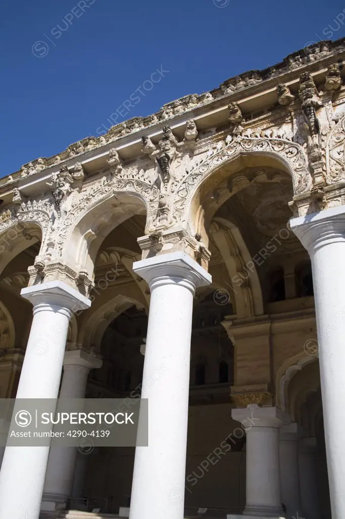 Arches and columns, Thirumalai Nayak Palace, Madurai, Tamil Nadu, India