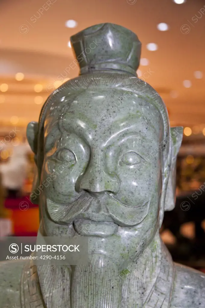 Jade carving of a Chinese man, in a jade shop, Beijing, China