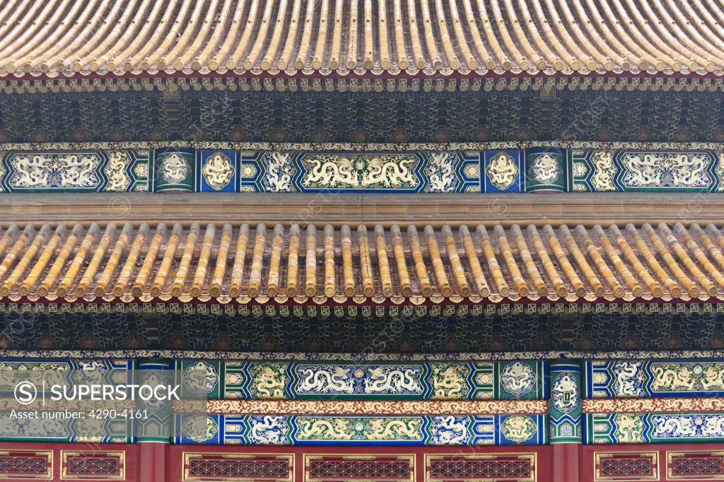 Colourful ornate exterior of the Hall of Supreme Harmony, The Forbidden City, Beijing, China