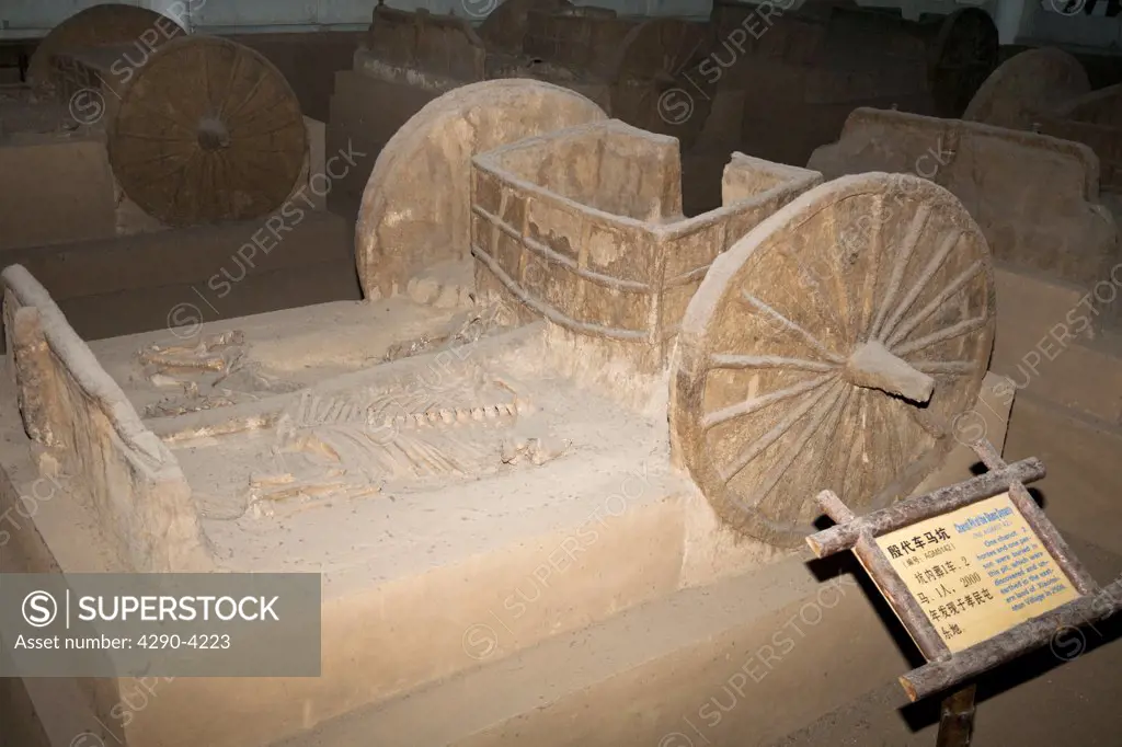 Chariot in chariot pit from the Shang Dynasty, Yin Ruins Museum, Anyang, Henan Province, China