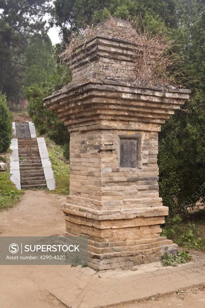 Pagoda in the Pagoda Forest cemetery, Shaolin Temple, Song Shan, near Zhengzhou, Henan Province, Dengfeng, China