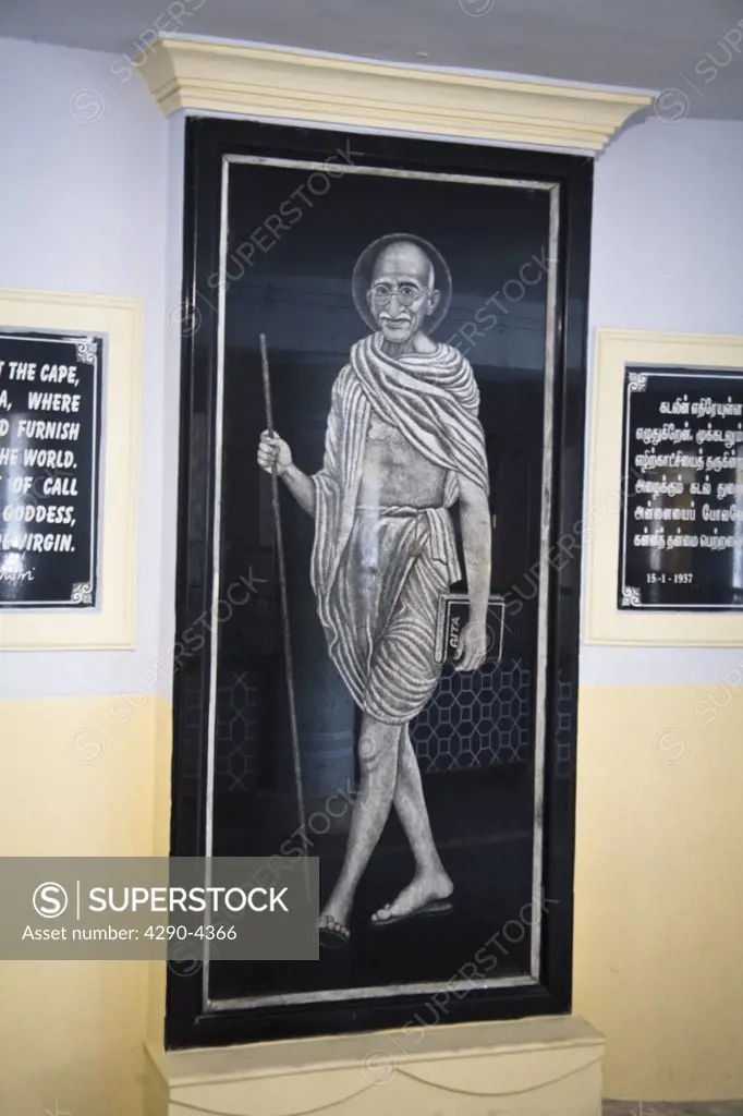 Picture of Gandhi inside Gandhi Mandapam, Kanyakumari, Tamil Nadu, India